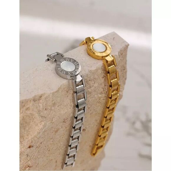 Rome Numeral Stainless Steel Thick Bracelet 7” inch Length - Picture 3 of 3